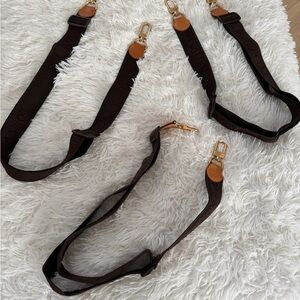 Louis Vuitton vintage elastic and leather luggage straps (set of 3)